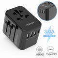 Portable universal charger for travel with multiple USB ports and Type C fast charging