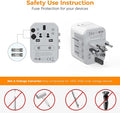Portable universal charger for travel with fuse protection and multi-plug adapter for global use