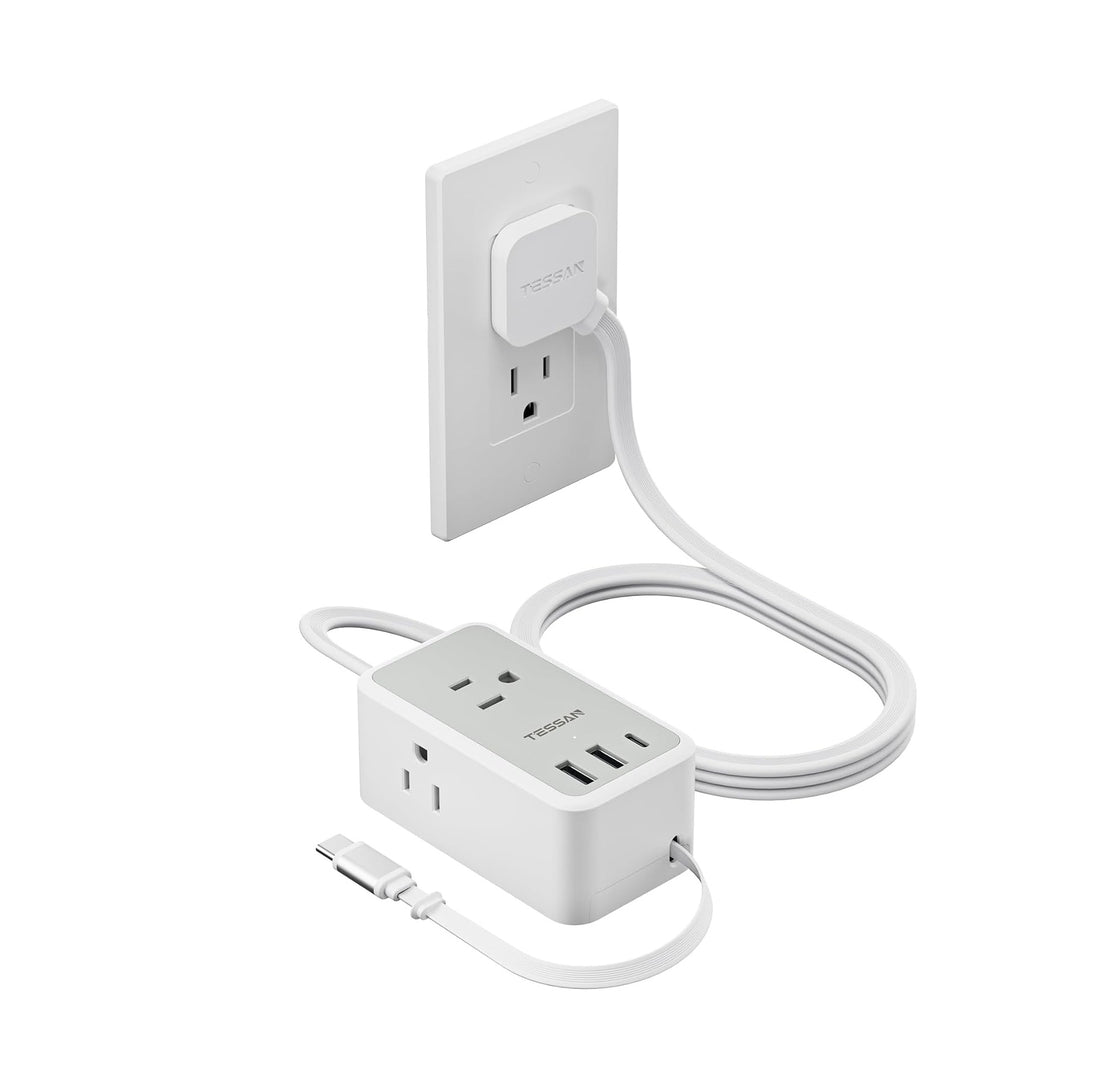 TESSAN retractable power strip with USB C and multiple ports for convenient charging