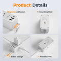 TESSAN retractable power strip with USB C featuring magnetic adhesion and a 4 sided design