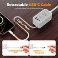 TESSAN retractable power strip with USB C featuring a 2.2Ft cable for easy charging.