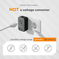 TESSAN TA02AUS International Power Adapter with safety information on suitable voltage range