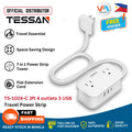 TESSAN Travel Power Strip with 4 outlets and 3 USB ports, compact design for travel convenience