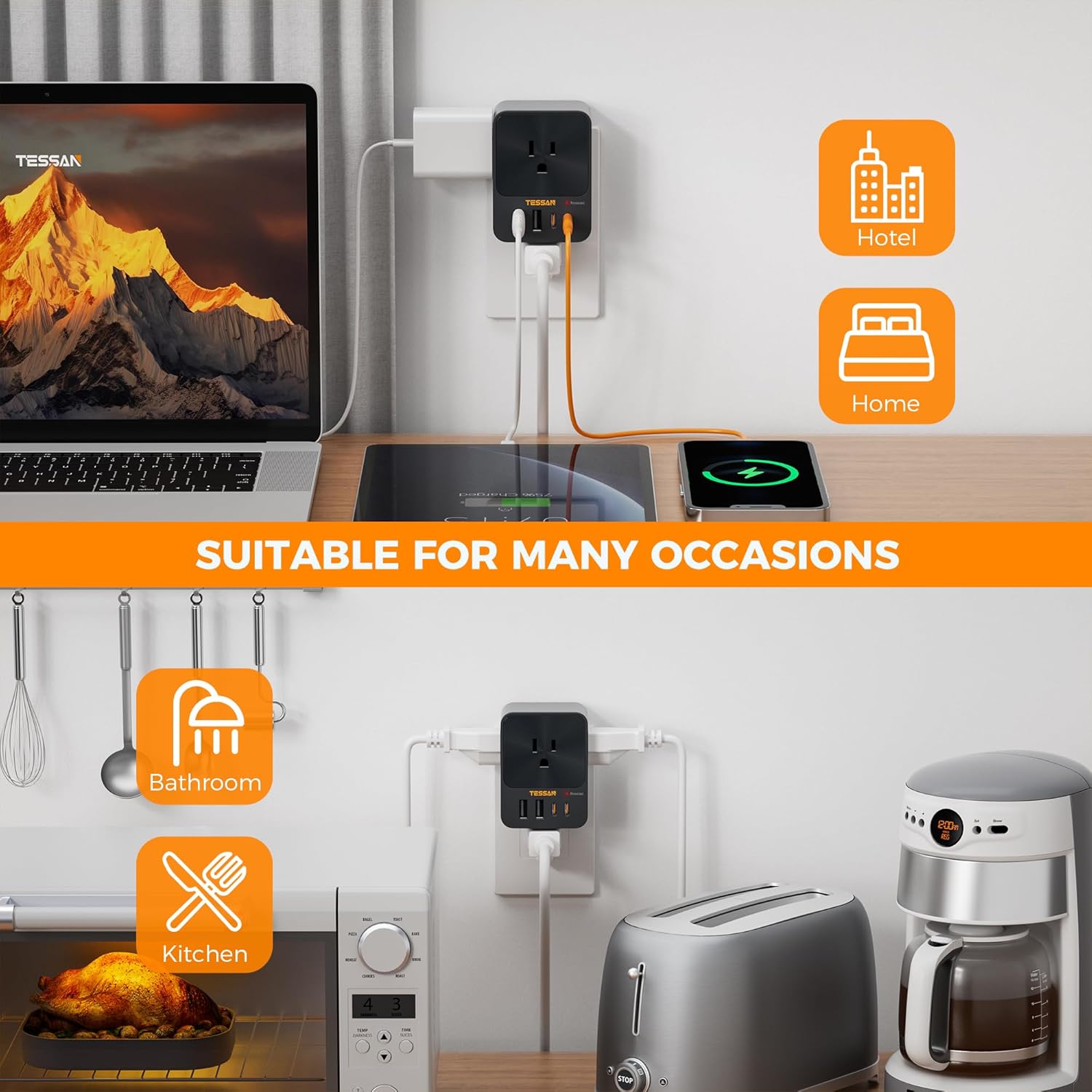 VMIDirect Wall Outlet Extender for home and travel, perfect for hotels and multiple devices