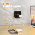 Tessan WS01AUS Wall outlet extender with 8 AC outlets, USB ports, and phone charging on desk