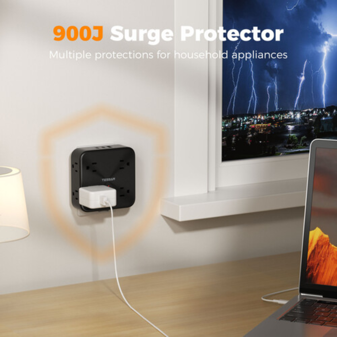Tessan WS01AUS Wall outlet surge protector with multiple protections for home appliances