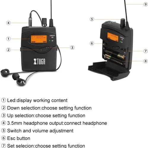 Xtuga IEM1200 10 Bodypack Wireless In Ear Monitor System, 10 IEM1200 Bodypack, Volume Control module