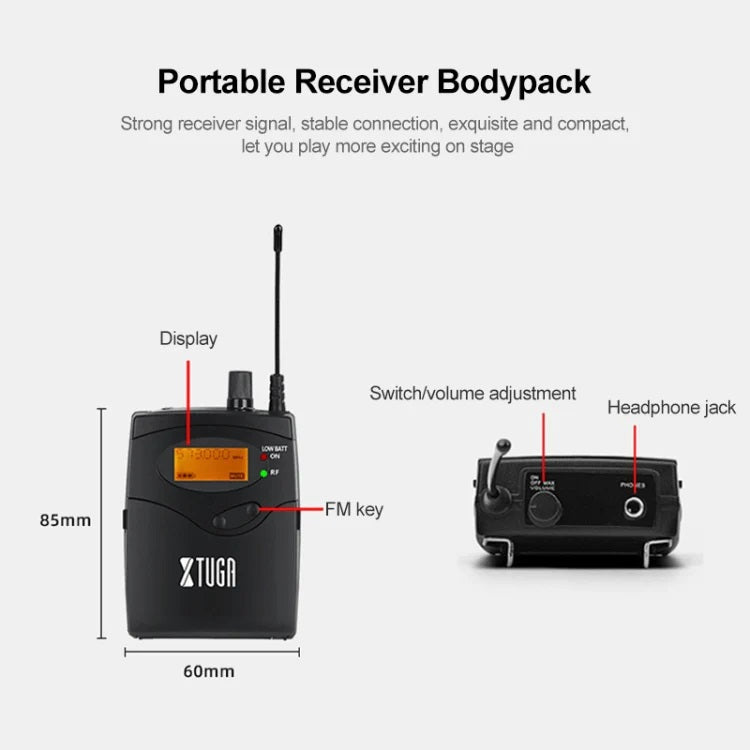 Xtuga IEM1200 10 Bodypack Wireless In Ear Monitor System, 10 IEM1200 Bodypack, Volume Control module