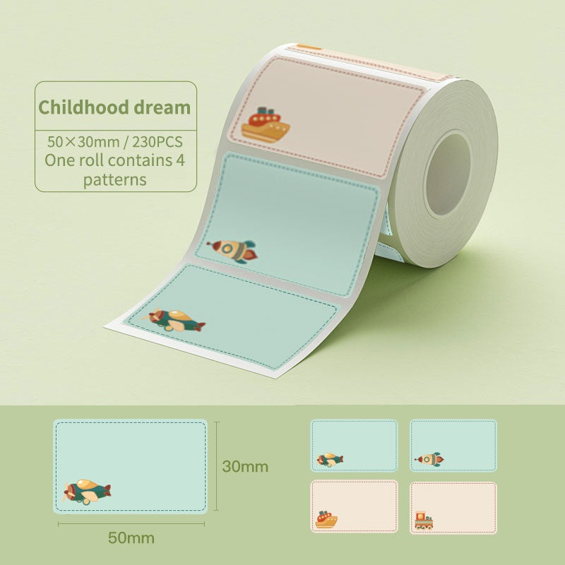 VMIDirect Waterproof Thermal Label Stickers in four colorful patterns for various labeling needs