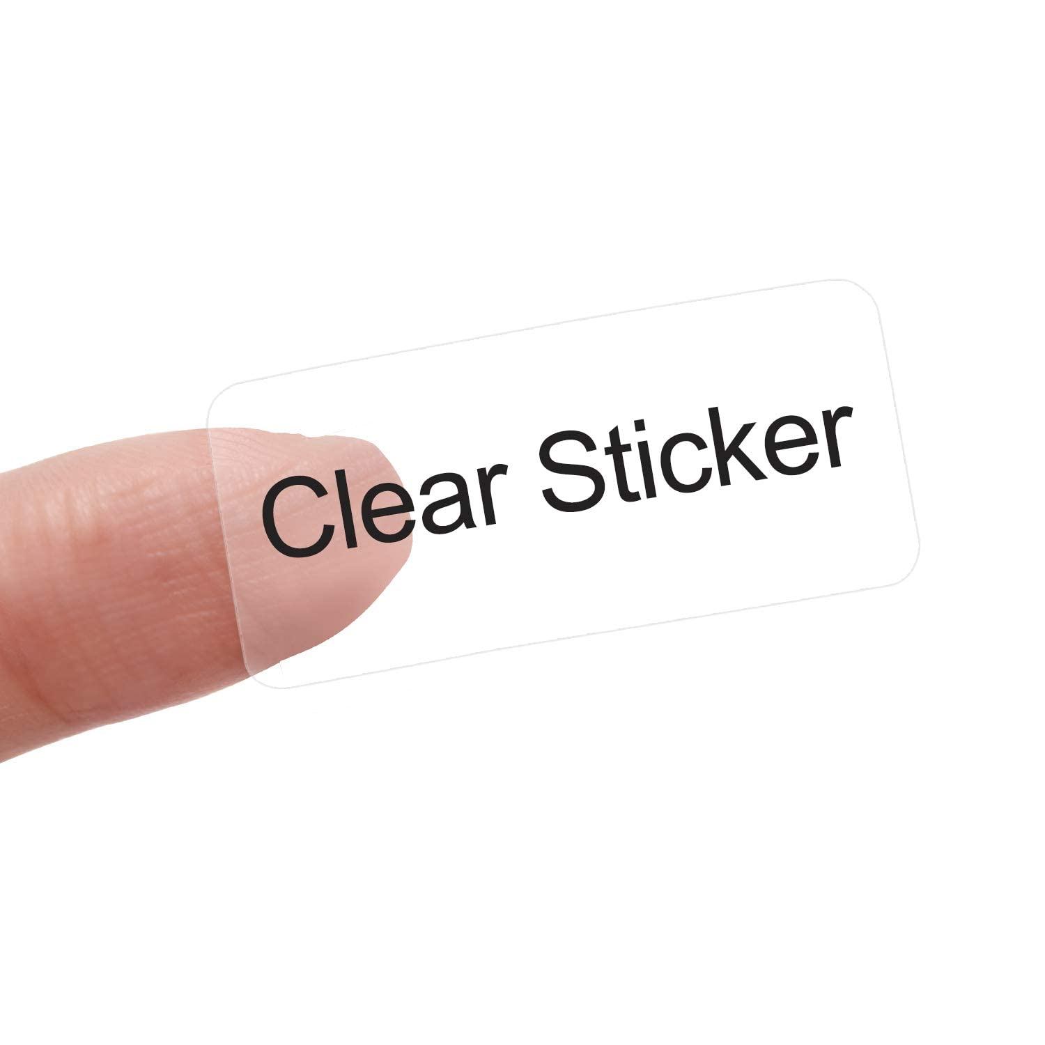 Clear Waterproof Thermal Label Stickers held between fingers for easy label identification