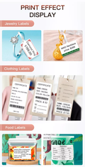 Various Waterproof Thermal Label Stickers for Jewelry, Clothing, and Food with clear printing examples