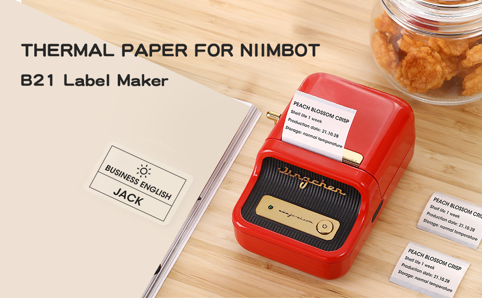 VMIDirect Waterproof Thermal Label Stickers displayed with a red label maker and label samples