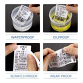 Waterproof Thermal Label Stickers displayed in water and oil for durability testing