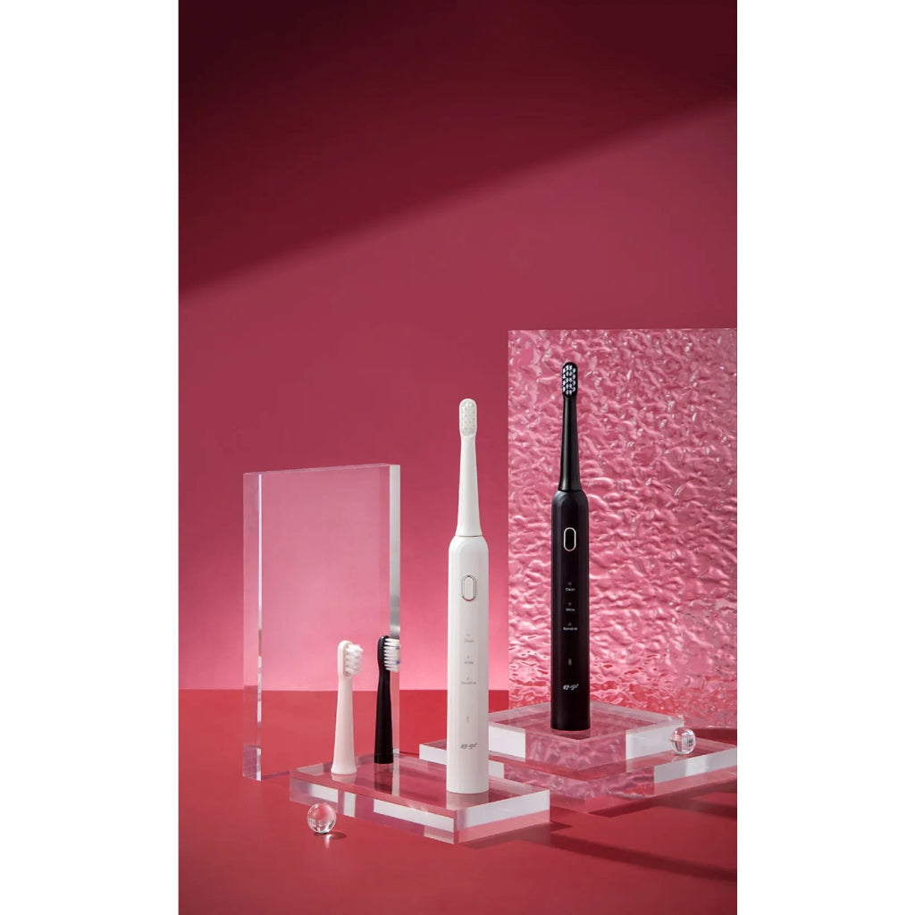 Transparent Acrylic Geometric Photo Props displaying oral care products on a vibrant background
