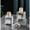 Transparent Acrylic Geometric Photo Props showcasing modern aroma reed diffusers with natural wood caps