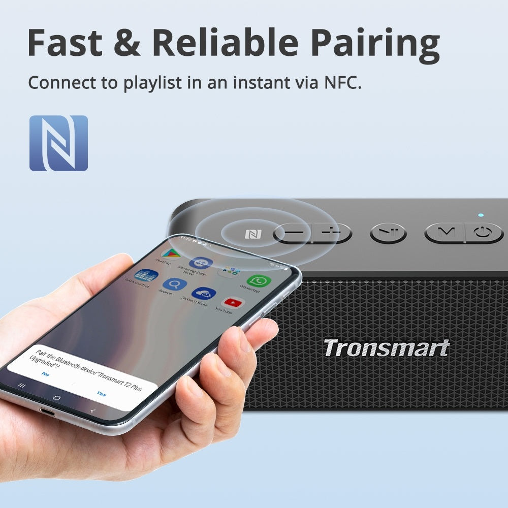 Tronsmart Bluetooth Speaker with Fast NFC Pairing and user-friendly controls for easy connectivity