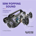 VMIDirect Mini Bluetooth Speaker with 50W sound featuring woofers, tweeters, and passive radiators for enhanced bass