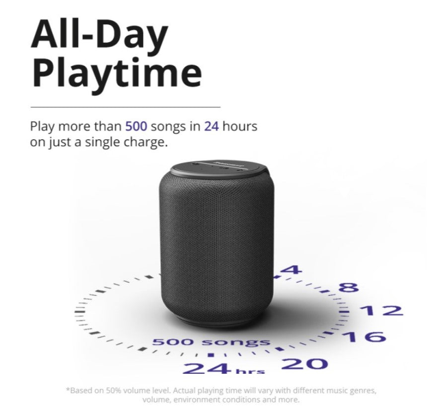 Mini Bluetooth Speaker with all-day playtime of over 500 songs on a single charge