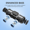 VMIDirect Portable Bluetooth Speaker showcasing enhanced bass with dual drivers and passive radiators