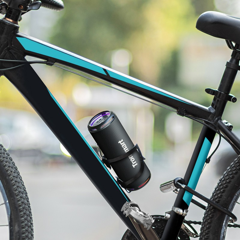 VMIDirect Portable Bluetooth Speaker mounted on a bicycle frame for outdoor use