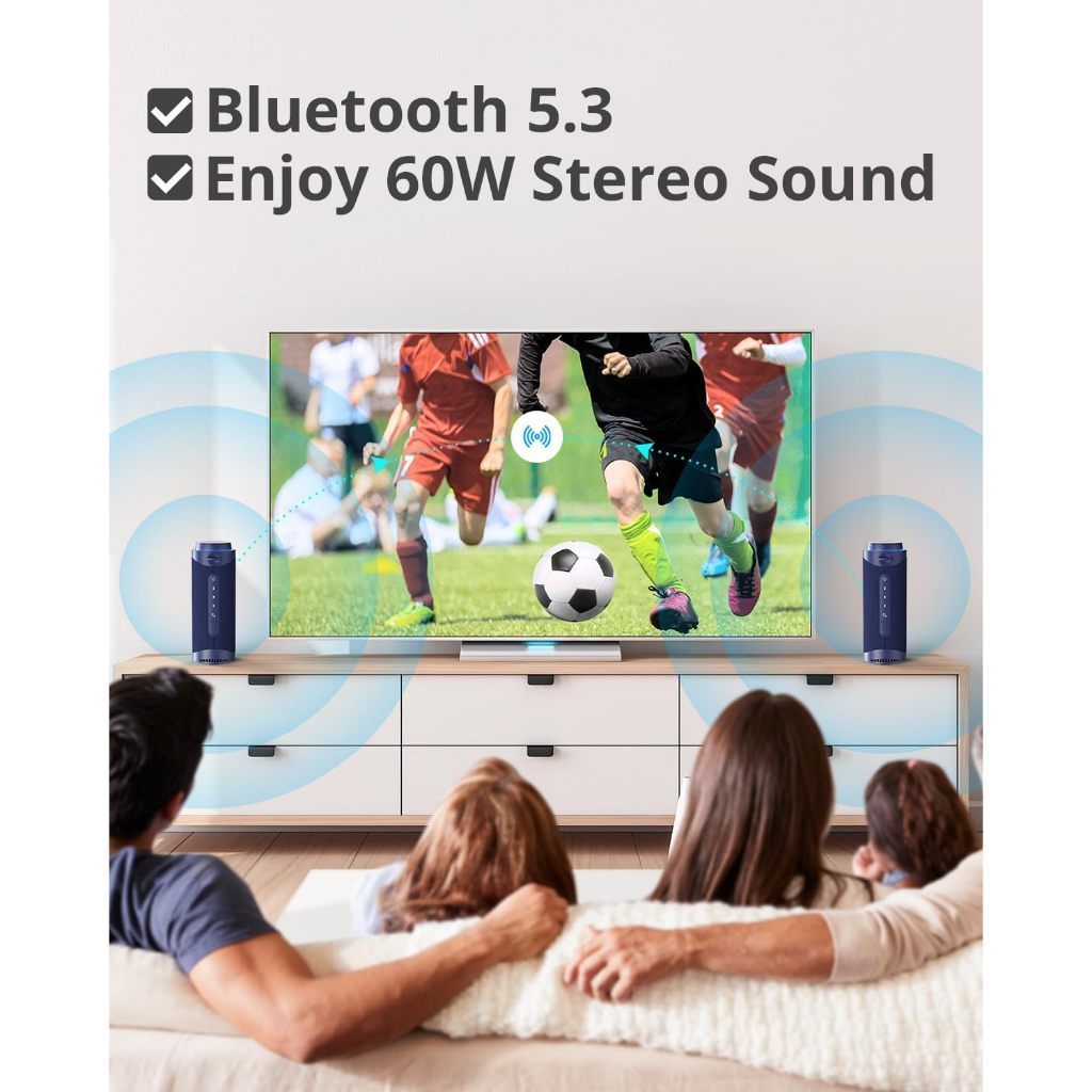 VMIDirect Portable Bluetooth Speaker with Bluetooth 5.3 and 60W Stereo Sound for Enjoyable Listening