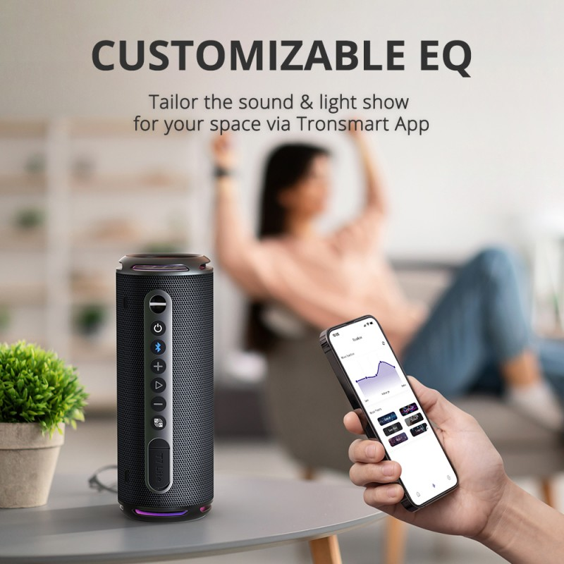 VMIDirect Portable Bluetooth Speaker with customizable EQ and app control for tailored sound and lightshow