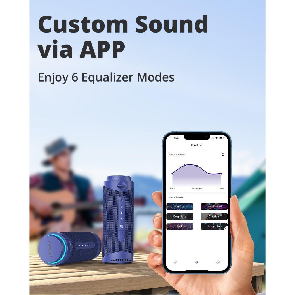 VMIDirect Portable Bluetooth Speaker with App for Custom Sound and Six Equalizer Modes
