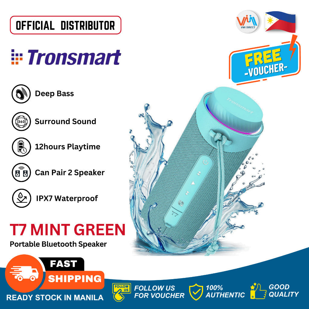Tronsmart T7 Mint Green Portable Bluetooth Speaker with deep bass and 12 hours playtime