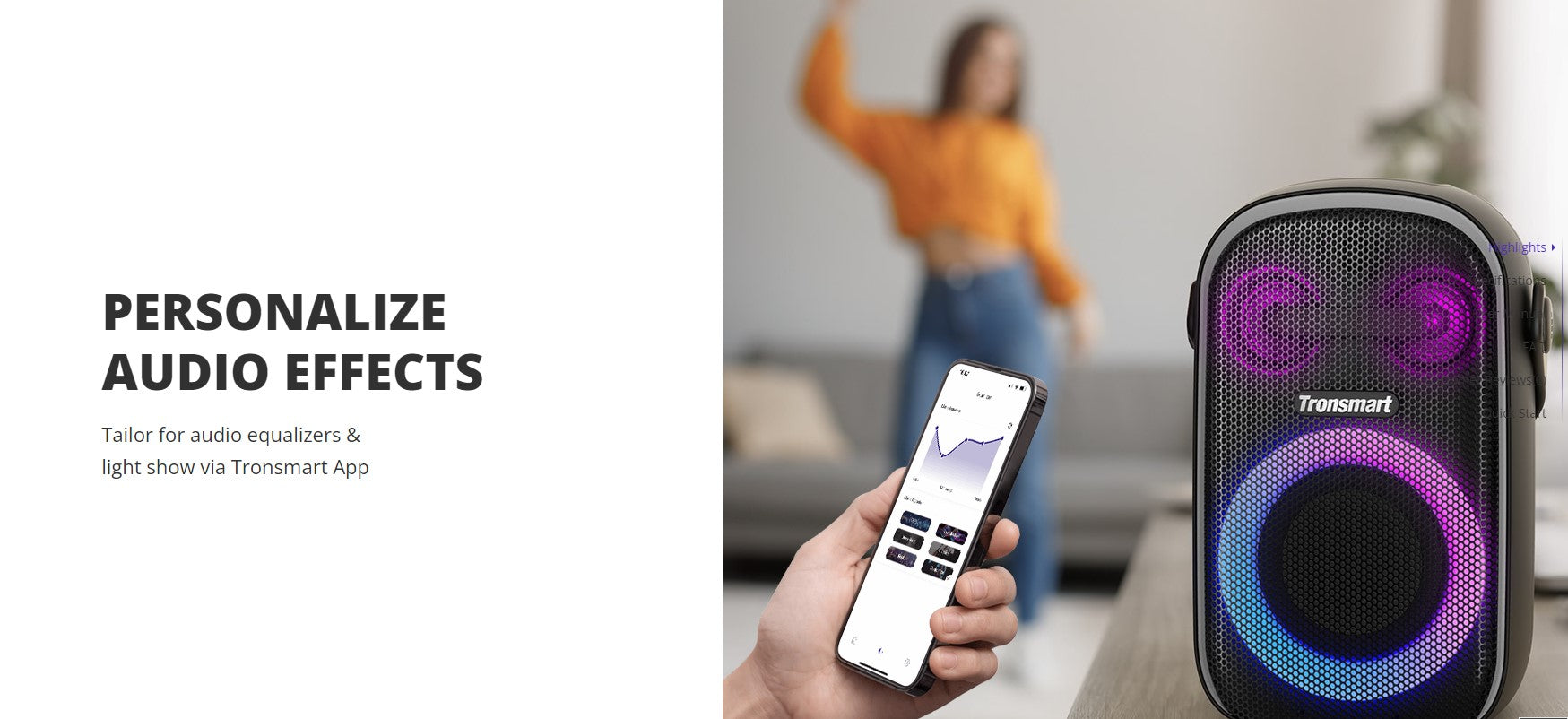 VMIDirect Portable Party Speaker with customizable audio effects and light show via Transmart App