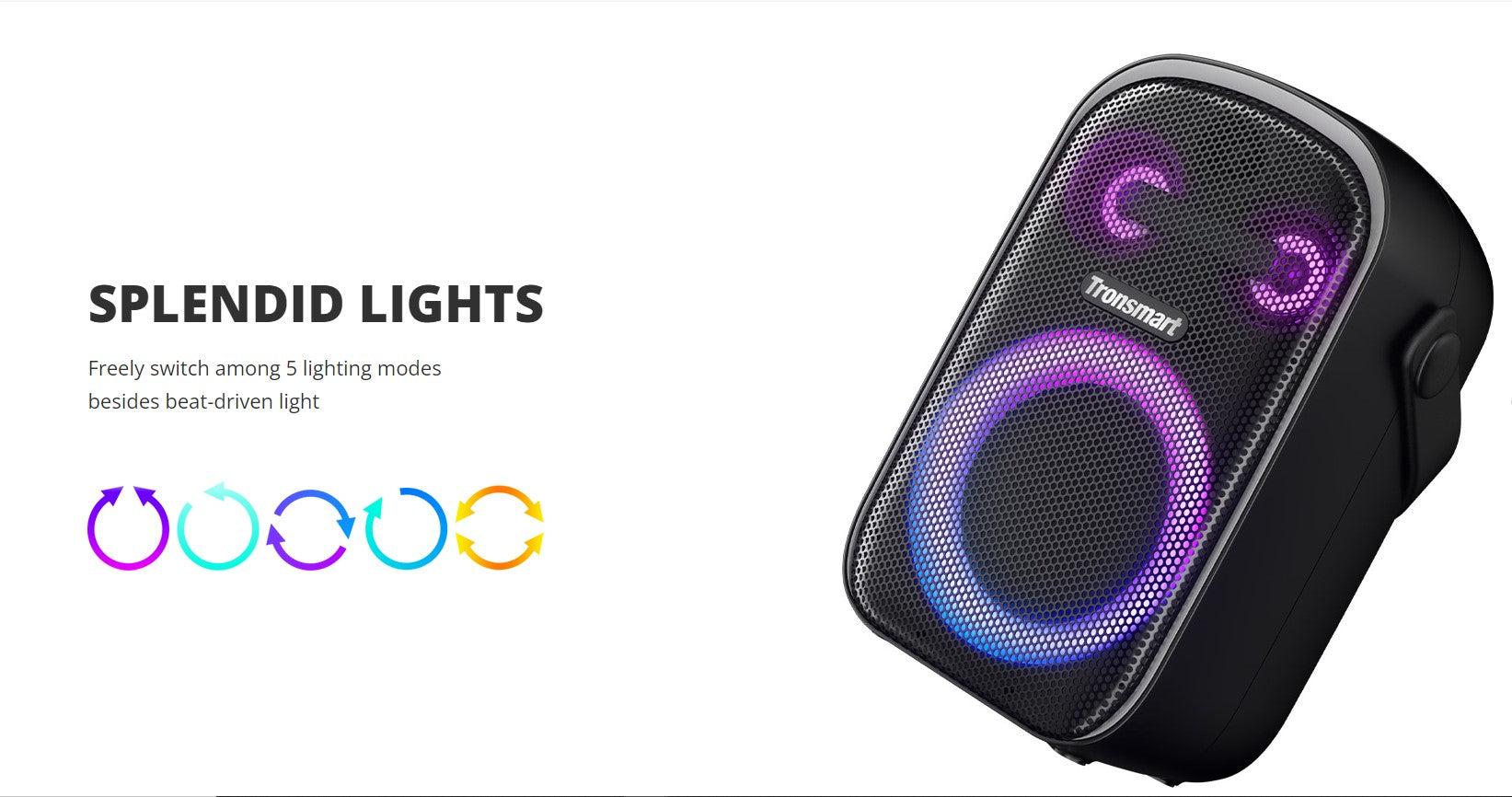 VMIDirect Portable Party Speaker with vibrant lighting modes for an engaging music experience