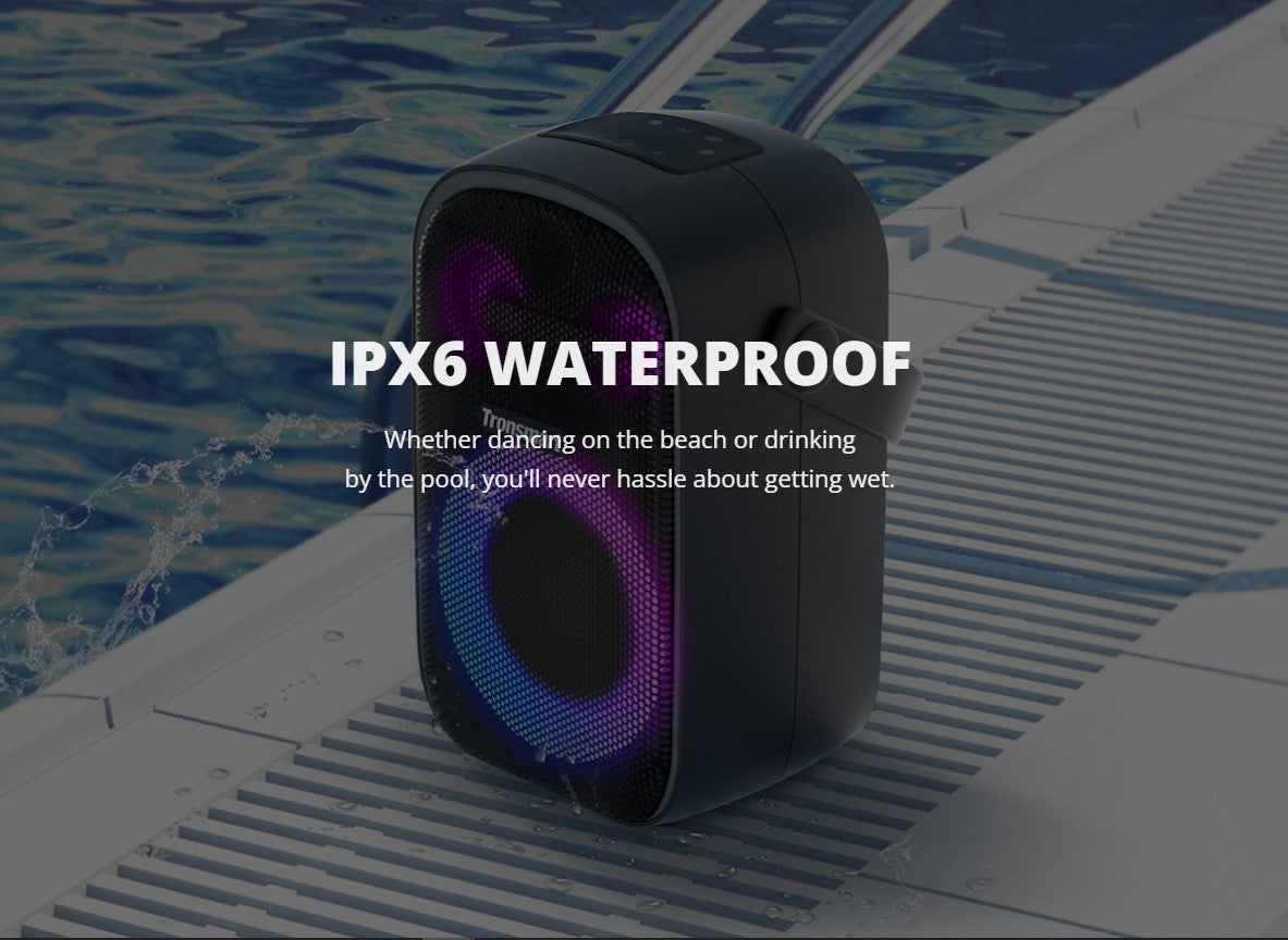 VMIDirect Portable Party Speaker with IPX6 Waterproof Design for Beach and Pool Use