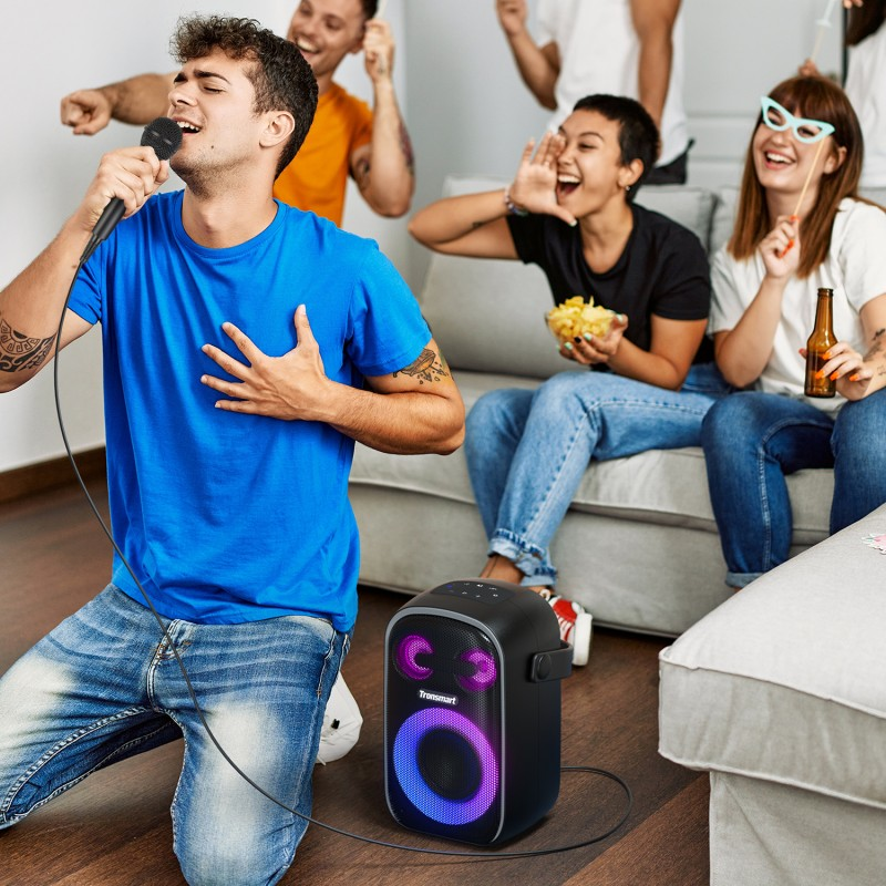 VMIDirect Portable Party Speaker Karaoke with colorful lights, perfect for lively gatherings and sing-alongs