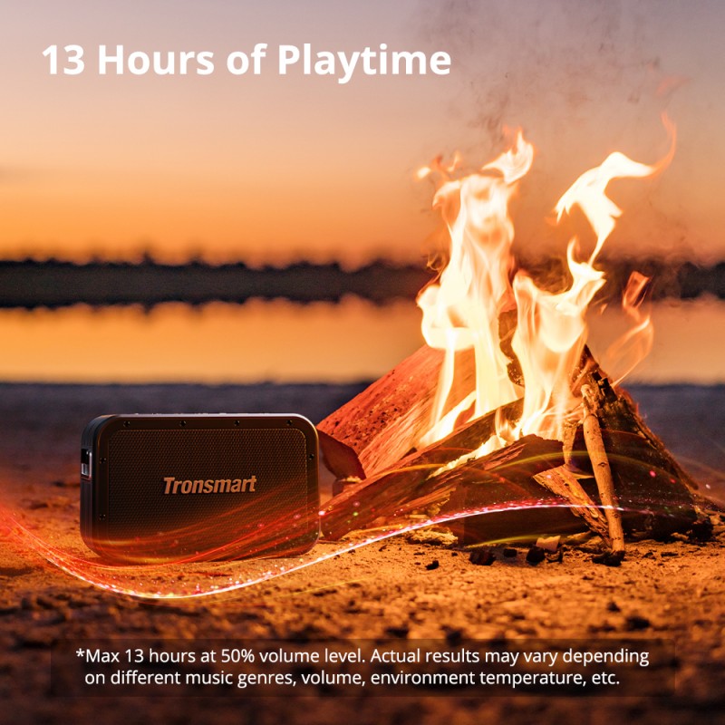 Tronsmart Portable Speaker with 13 Hours of Playtime for Outdoor Gatherings by a Campfire