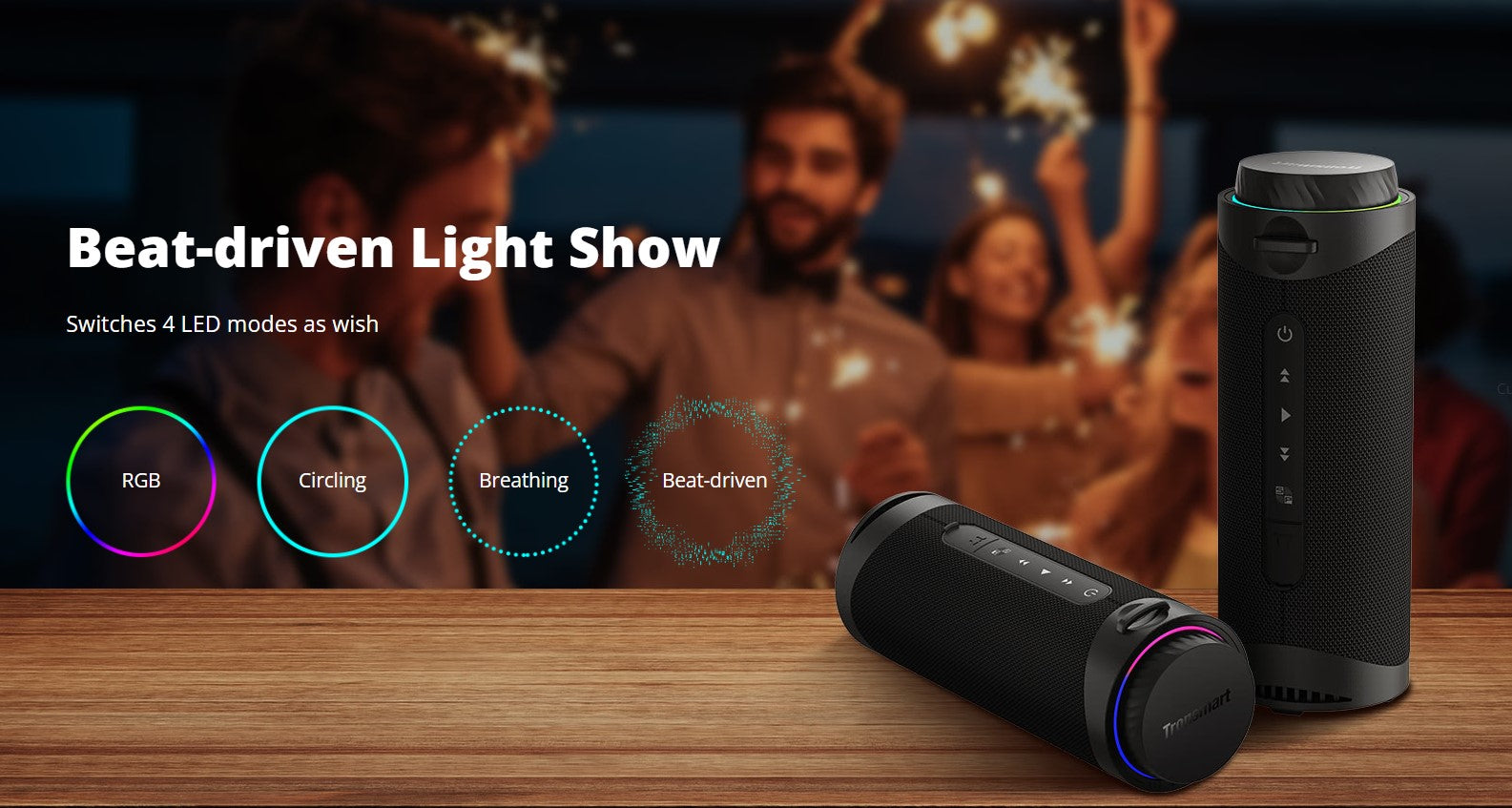 VMIDirect Portable Speaker with Beat-driven Light Show and four LED modes for vibrant parties