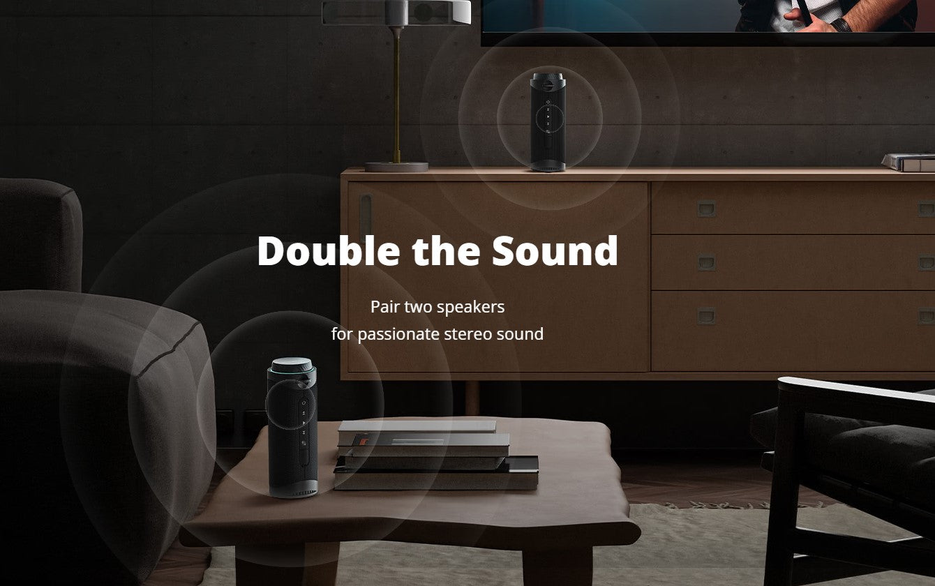 VMIDirect Portable Speaker in a stylish living room for enhanced stereo sound