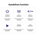 Handsfree function controls for portable speaker including power, volume, and play options
