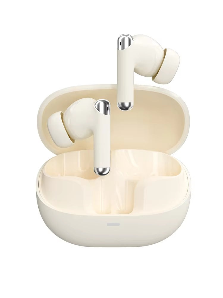 VMIDirect Wireless Earphones Bluetooth in cream color with charging case for convenient listening