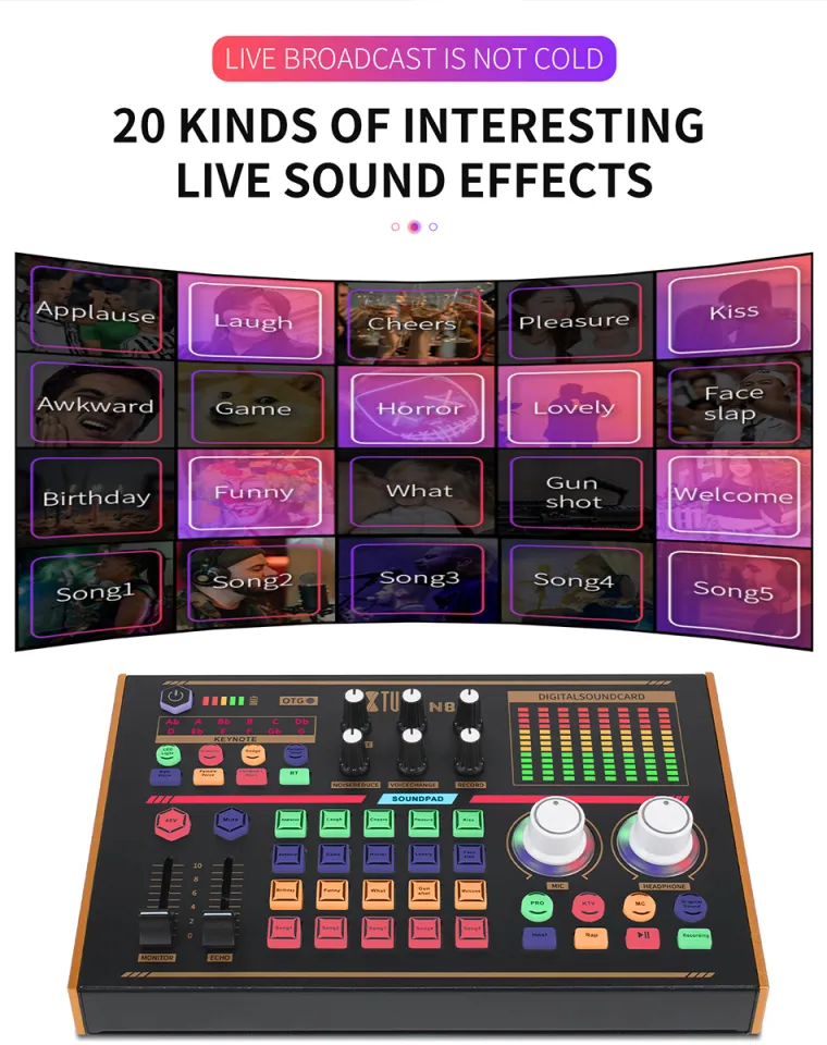 VMIDirect Portable Live Sound Card Audio Mixer with 20 Live Sound Effects and User-Friendly Controls