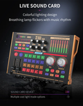 VMIDirect Portable Live Sound Card Audio Mixer with colorful lighting design and rhythmical lamp flicker
