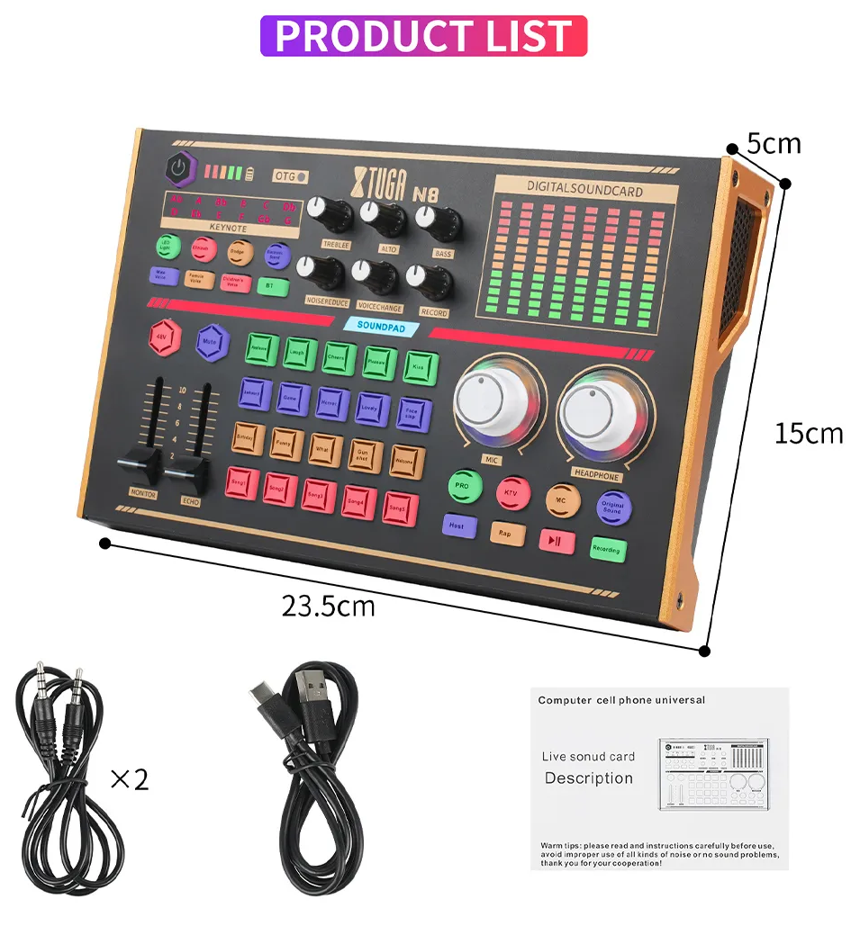 VMIDirect Portable Live Sound Card Audio Mixer with colorful buttons and compact design for optimal sound mixing