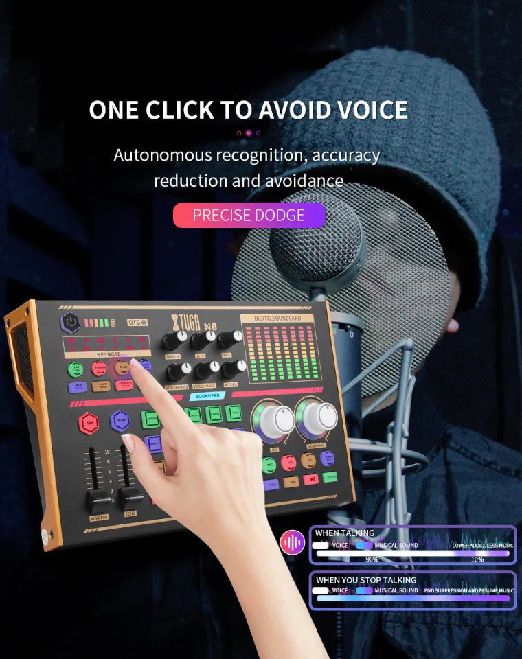 VMIDirect Portable Live Sound Card Audio Mixer with autonomous recognition and voice avoidance features