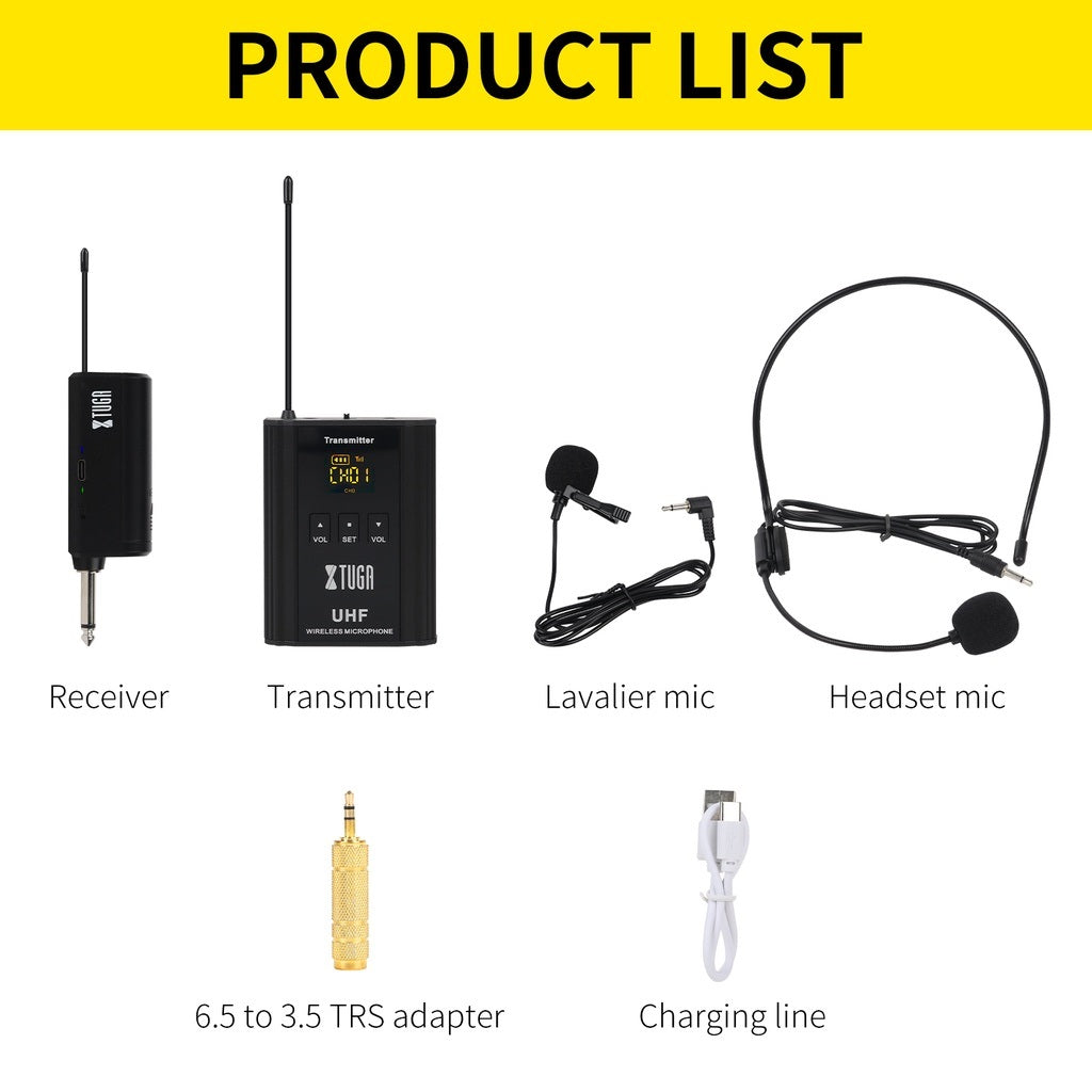 Rechargeable mini bodypack transmitter with lavalier mic and headset mic for clear audio recording