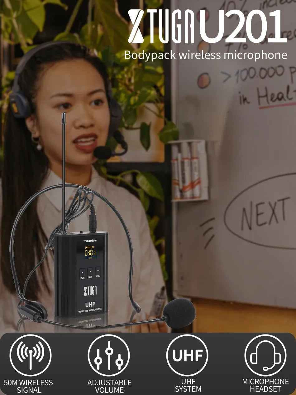 Lavalier Microphone Set with Rechargeable Mini Bodypack Transmitter for Clear Audio Capture