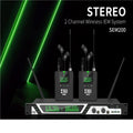 UHF stereo in ear monitors with two wireless receivers for professional audio setups