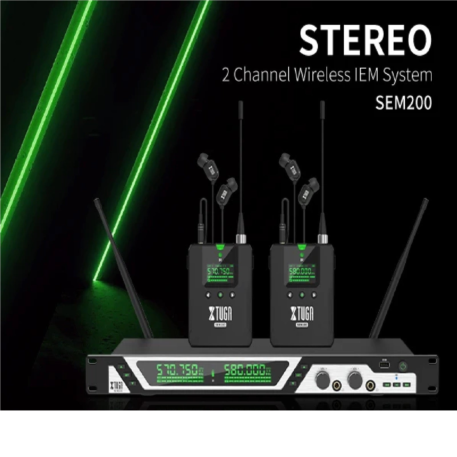 UHF stereo in ear monitors with two wireless receivers for professional audio setups