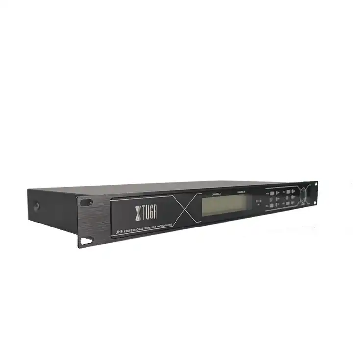 UHF wireless microphone system receiver unit with digital display and control panel