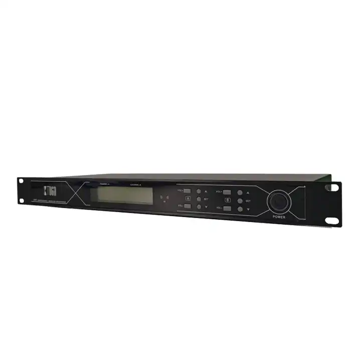UHF wireless microphone system with rack-mountable design and user-friendly controls