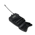 Wireless in ear monitor system transmitter with display and antenna for clear audio monitoring