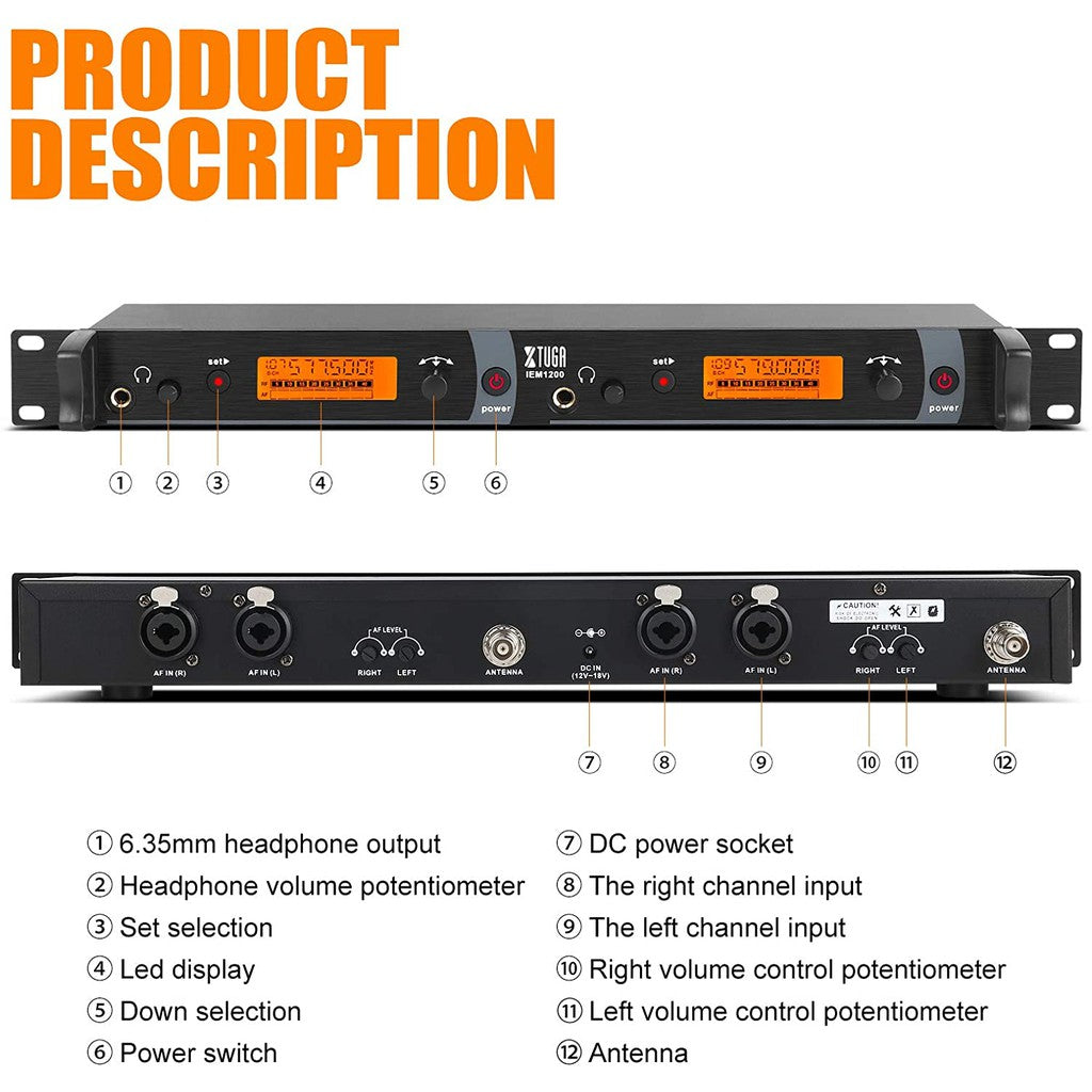 Wireless in ear monitor system with headphone output and adjustable volume controls
