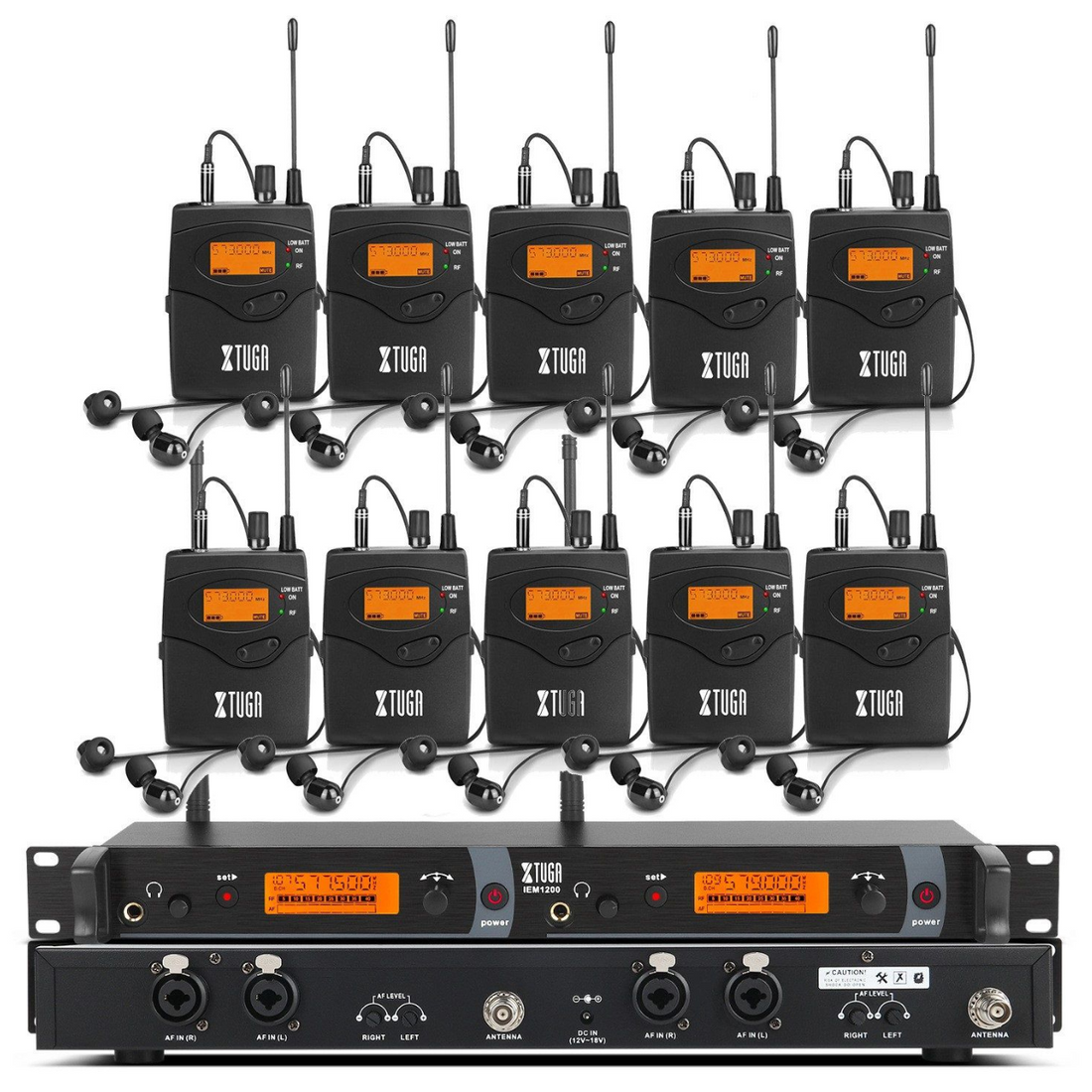 Wireless in ear monitor system with dual receivers and earphones for clear audio monitoring